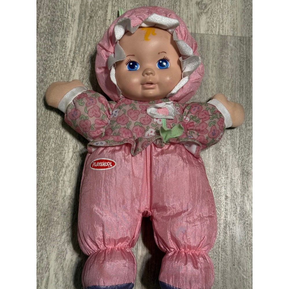 Vintage 1999 Playskool My Very Soft Baby Doll Pink Floral Plush Hasbro 5034